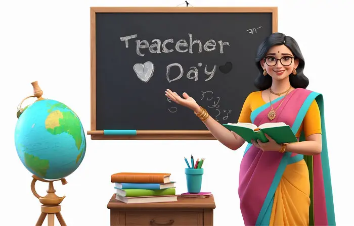 Teachers Day Banner with Female Character 3D Artwork Illustration image